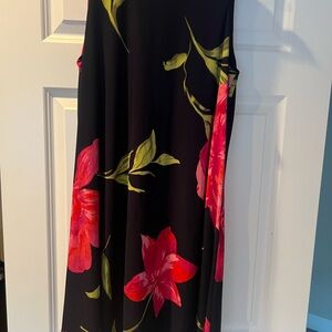 Anne Klein Navy Dress with Red and Green Floral Print size 8